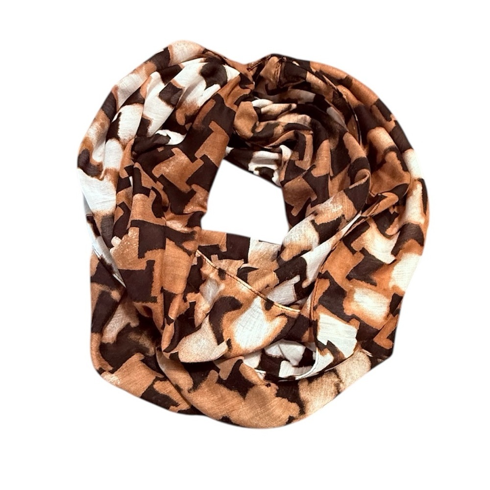 Etcetera by Carlisle Brown/White Ombré Houndstooth Print Infinity Scarf